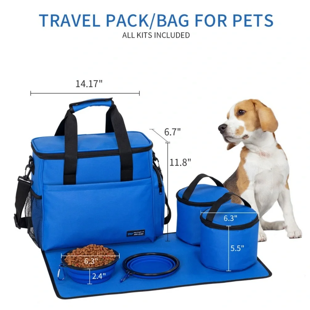NWT Blue Pet Travel Bag + Accessories